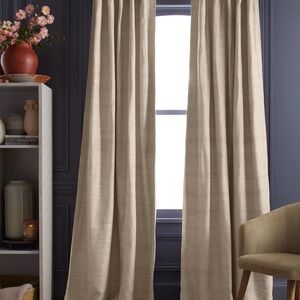Quince Raw Silk Sand Black Out Curtain